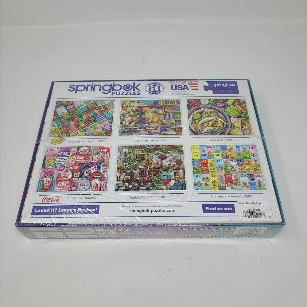 Springbok Succulent Garden 500 Piece Jigsaw Puzzle New Sealed Flowers Plants